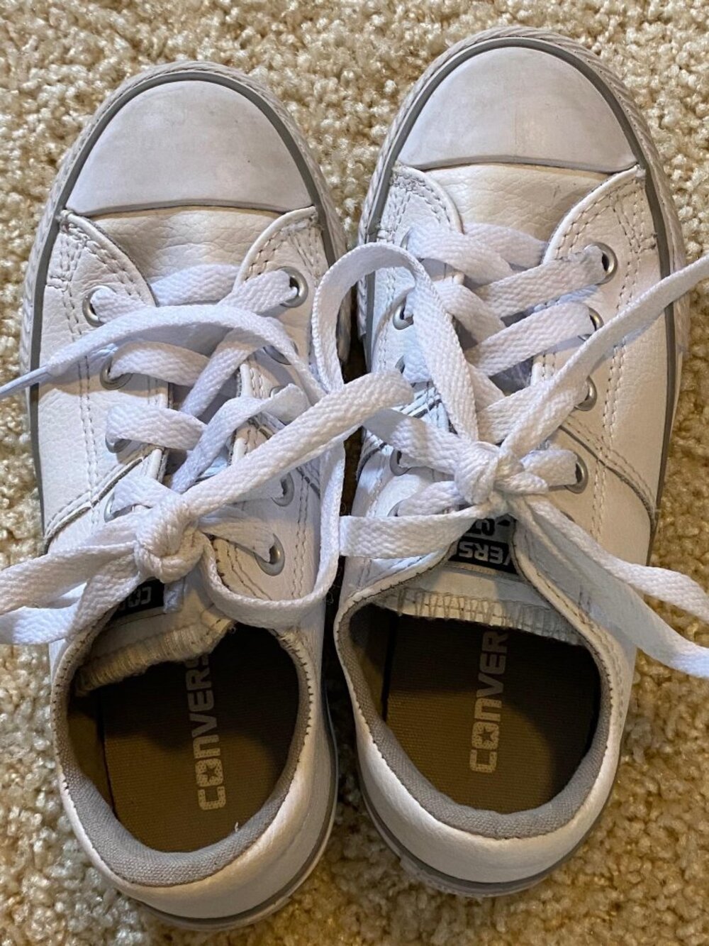 White Leather Converse Sneakers Sz 12 - Picture 4 of 6